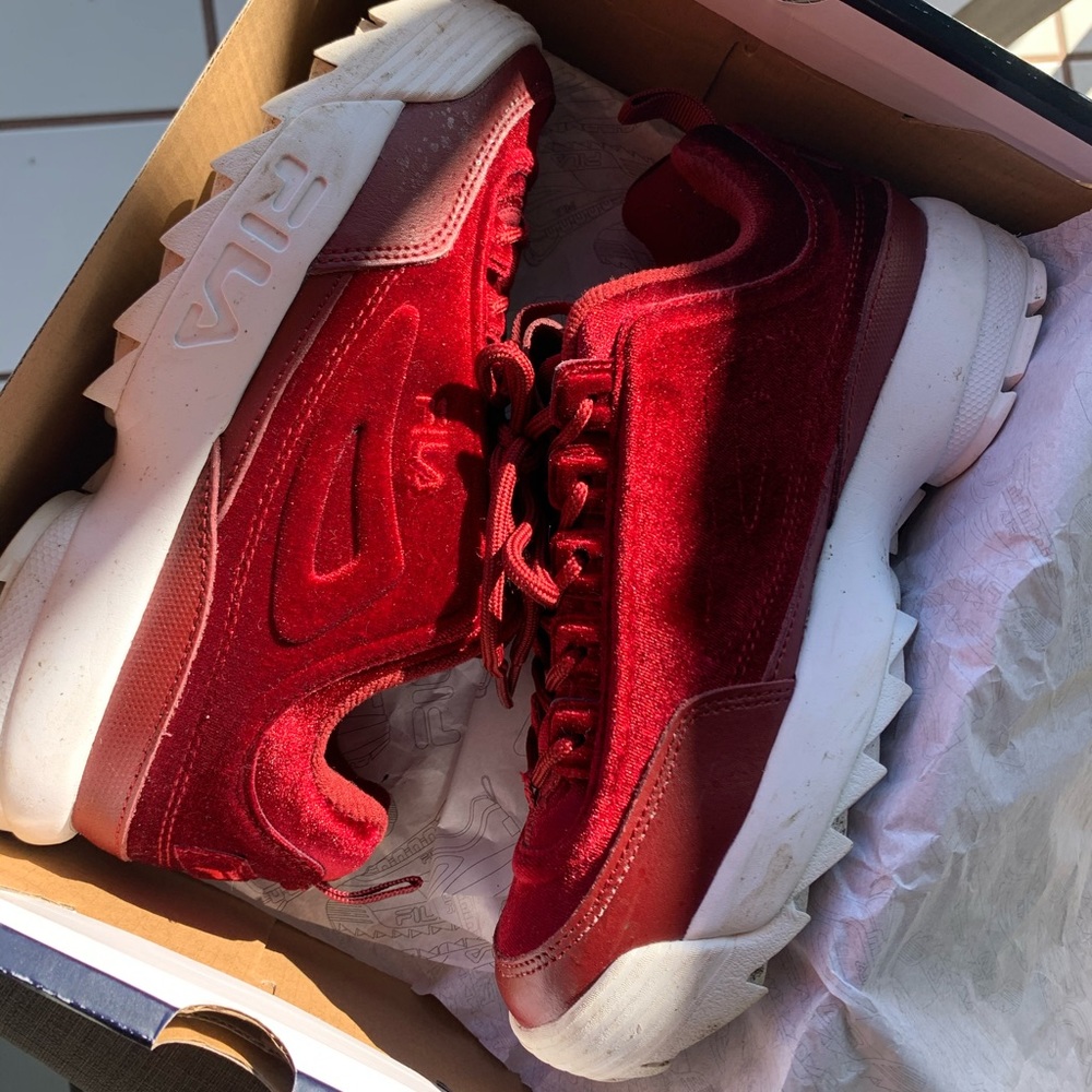 Maroon Velvet Filas ❤️👠